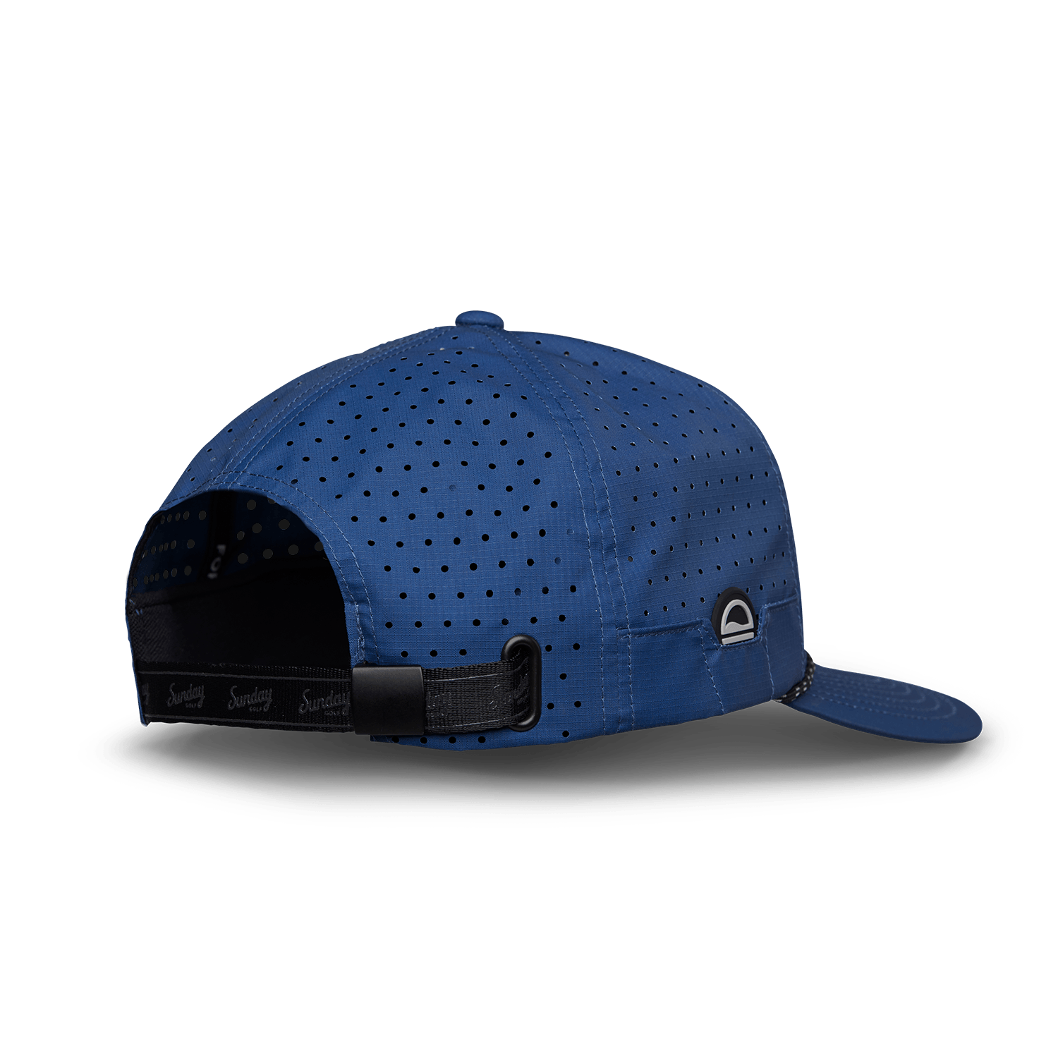 perforated back and adjustable strap on porter lite golf hat by sunday golf in navy
