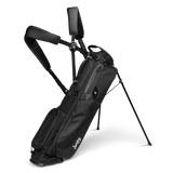 matte black El Camino golf bag by Sunday Golf showing double cross strap and stand legs