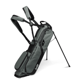 Sunday Golf El Camino golf bag in midnight green showing stand legs and double cross carrying strap