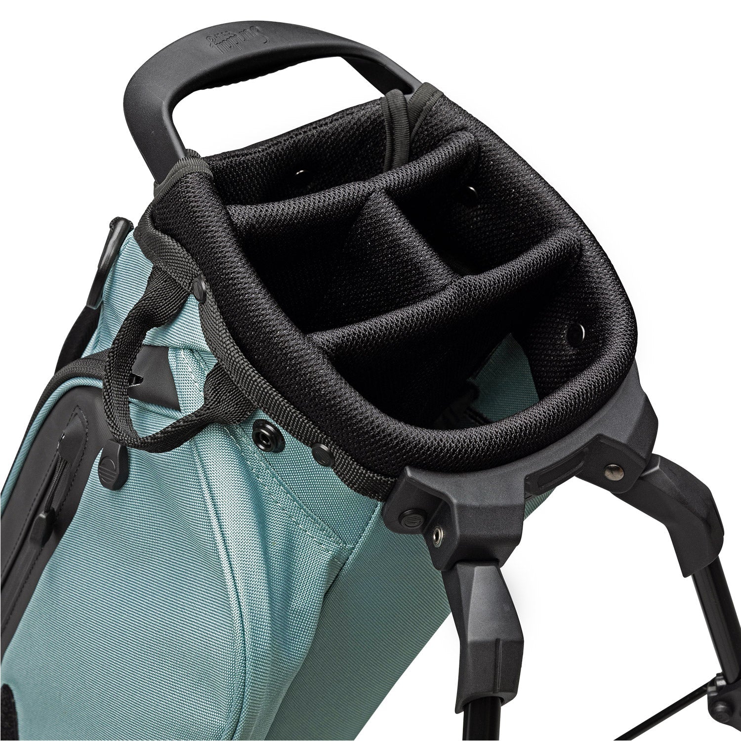 4 way divider on seafoam green El Camino golf bag by Sunday Golf