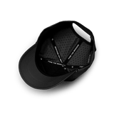 inside of the Sunday Golf porter lite hat in black showing perforation and 5 panel design