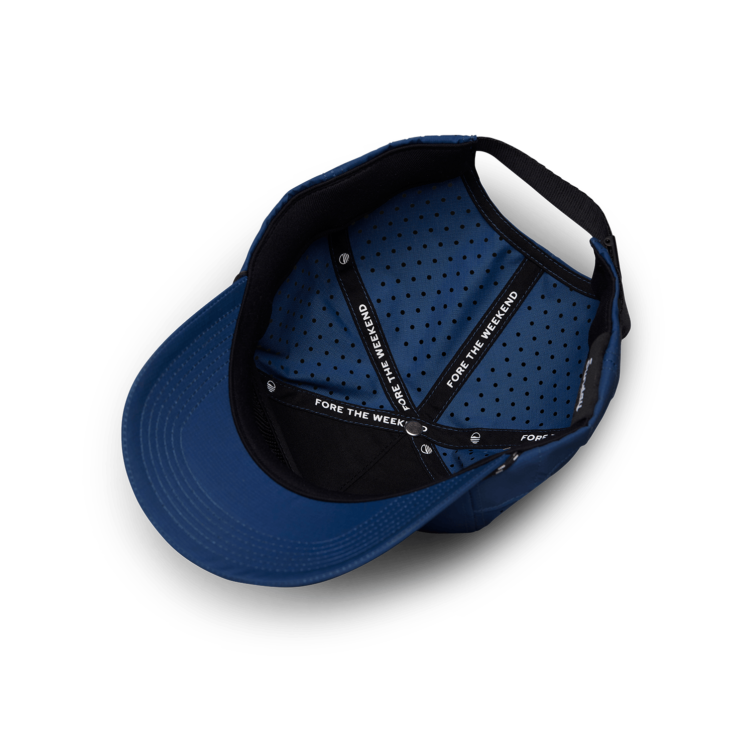 5 panel design on the navy blue porter lite golf hat by sunday golf 